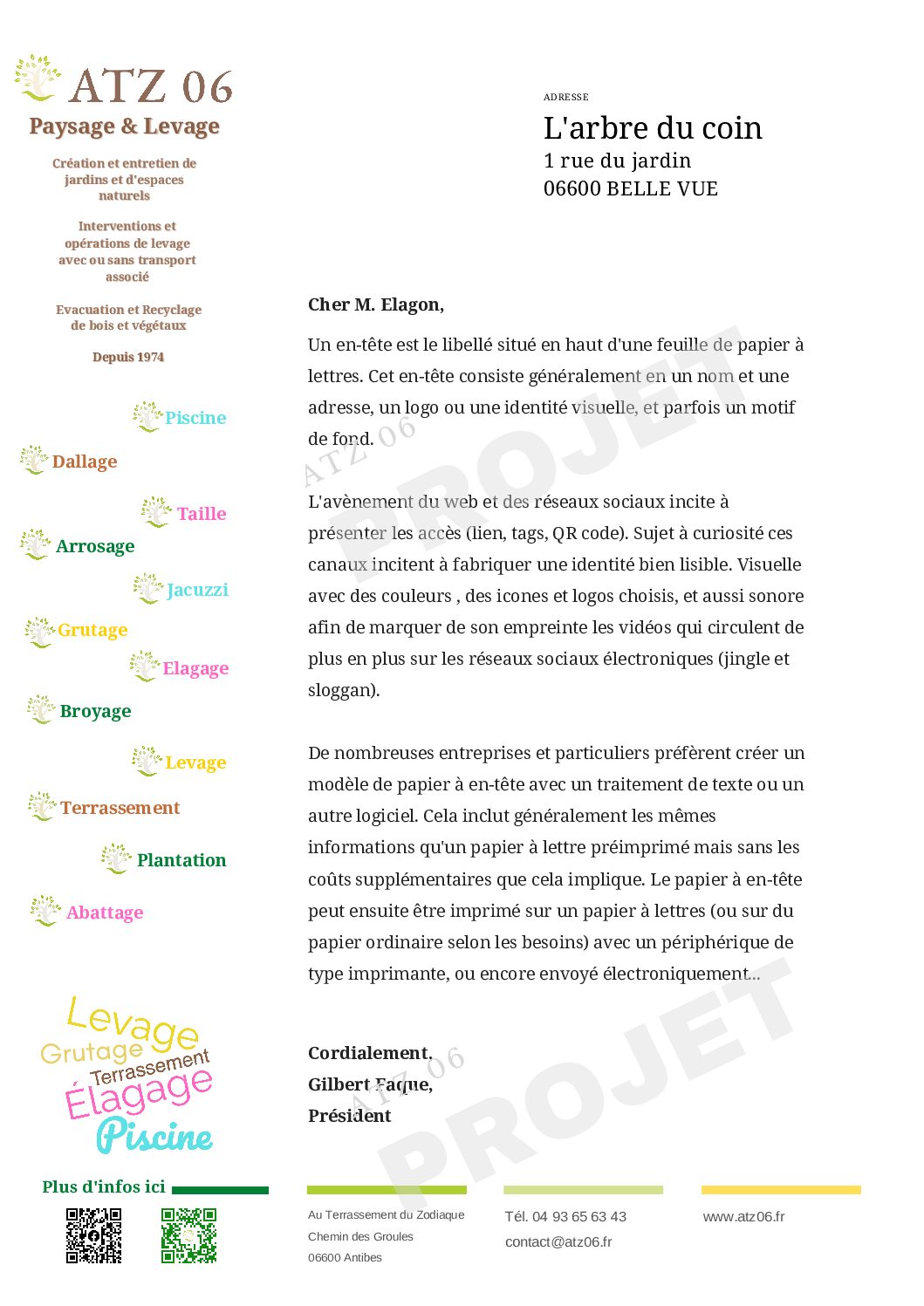 Insertion info latérale en tête courrier